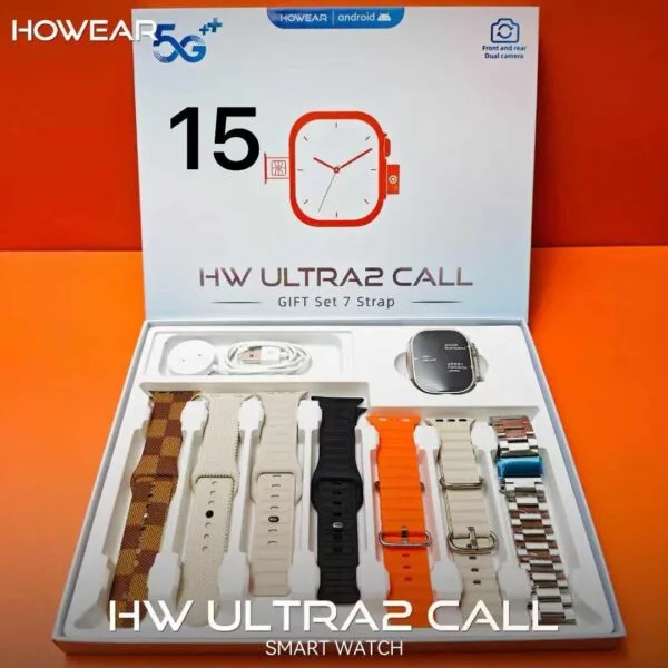 HW Ultra 2 Call 7 Straps 5G Android Smartwatch with 10MP Dual Camera, Flashlight