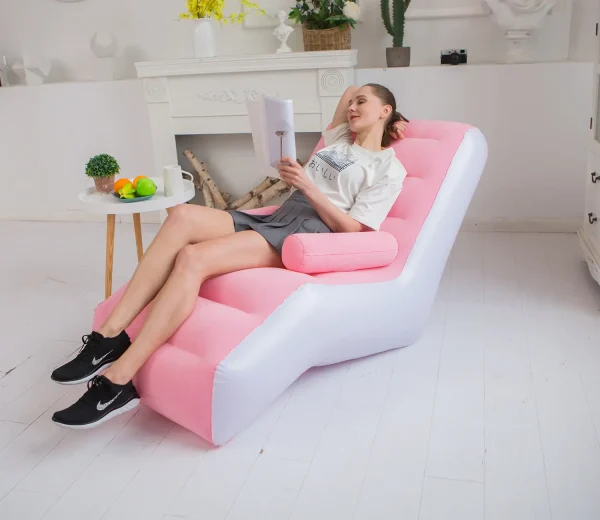 Inflatable Chair Sofa with Household Air Pump, S-Shape Air Sofa Inflatable Couch - Image 7