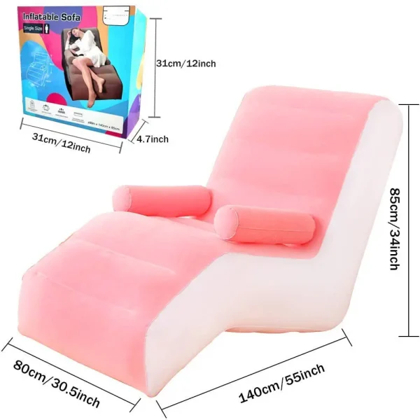 Inflatable Chair Sofa with Household Air Pump, S-Shape Air Sofa Inflatable Couch - Image 3
