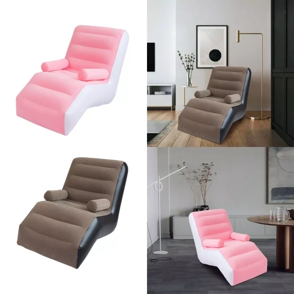 Inflatable Chair Sofa with Household Air Pump, S-Shape Air Sofa Inflatable Couch - Image 6