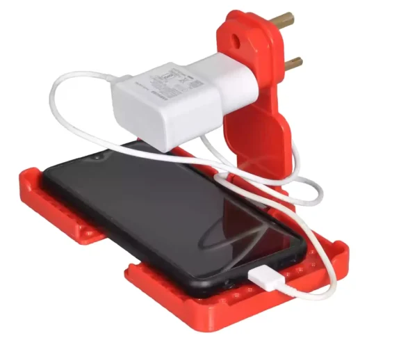 Foldable Wall Mount Holder Stand, Mobile Holder Charging Stand with 3 pin Plug, Just Fit in Socket and Hang for All Smartphones