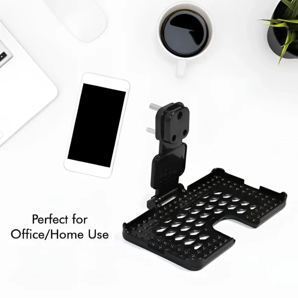 Foldable Wall Mount Holder Stand, Mobile Holder Charging Stand with 3 pin Plug, Just Fit in Socket and Hang for All Smartphones - Image 6
