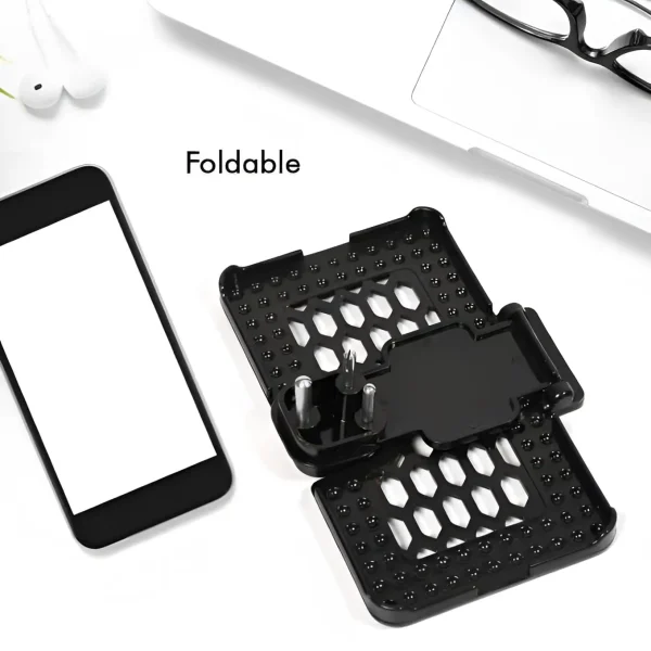 Foldable Wall Mount Holder Stand, Mobile Holder Charging Stand with 3 pin Plug, Just Fit in Socket and Hang for All Smartphones - Image 2